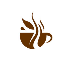 Obraz premium organic coffee brown logo. white background
