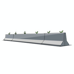 An illustration depicts a concrete barrier with small plants growing on top