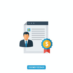 Flat vector of a businessperson with a document and dollar sign award