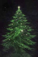 A magnificent Christmas tree crafted from glowing green nebulae stands among the stars