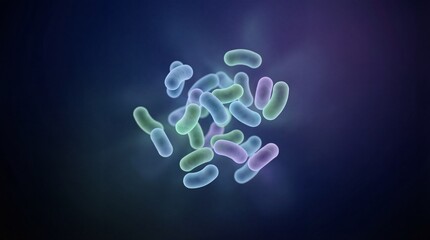Microscopic bacteria cluster colorful science illustration