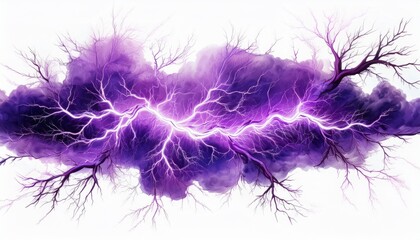 bright purple lightning bolt with electric energy isolated on a white background