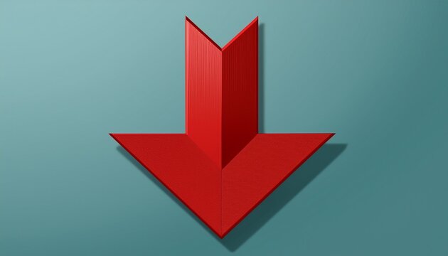 red arrow pointing downward in minimal design suitable for various contexts and themes