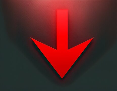 red arrow pointing downward for minimalistic design in visual communication contexts