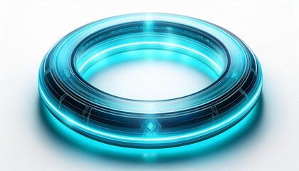 glowing cyan ring of lights isolated on a white background circle