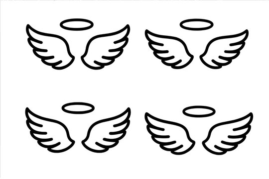 Angel Wings with Halos - Dark Background