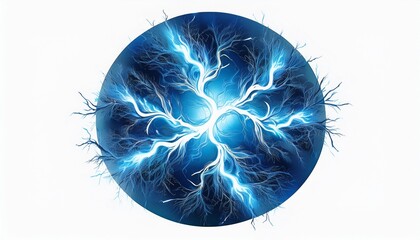 blue lightning circle with branches isolated on a white background electricity