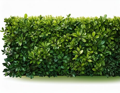 green boxwood hedge rectangle isolated on white background