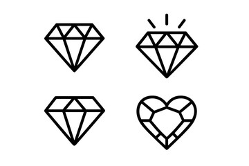 Four gem icons on dark background