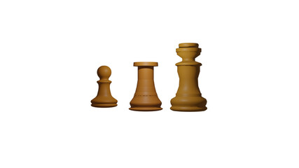 chess pieces on white background