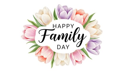 Happy family day greeting with colorful tulips