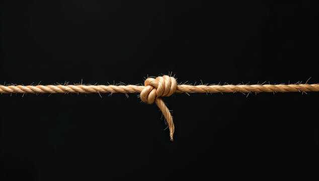 a yellow rope is tied in a knot on a black background