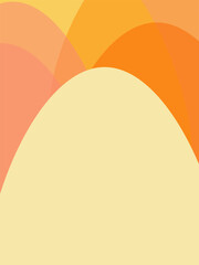 Warm Easter abstract background with layered curved shapes in shades of orange and yellow, featuring a central light yellow dome shape.