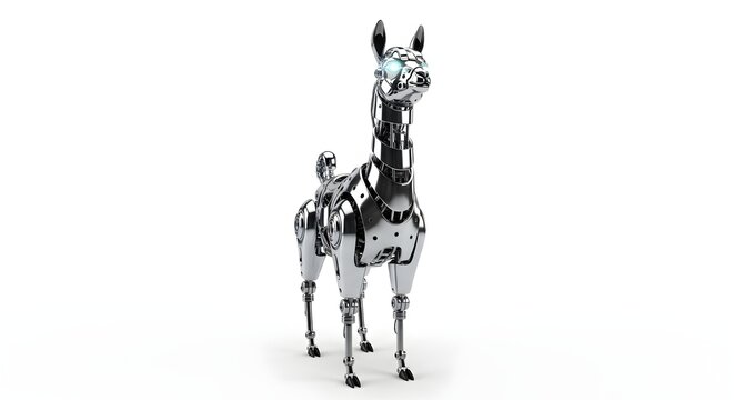 Abstract metallic llama sculpture with spotted pattern isolated on white background - Powered by Adobe