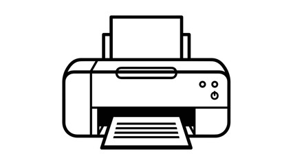 Simple Line Drawing of Office Printer.
