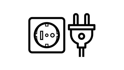 Simple Line Drawing of Plug and Socket.