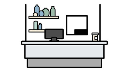 Simple Office Desk with Computer Monitor.