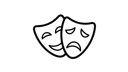 Theater Comedy Tragedy Masks Simple Illustration.