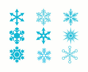 Snowflake variety pack with blue arrows and geometric shapes for winter seasonal branding
