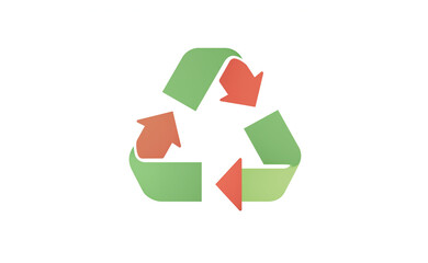 Obraz premium Vibrant green and orange recycling icon, circular economy graphic design
