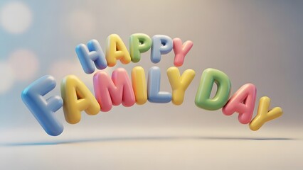 Colorful happy family day celebration with inflatable letters