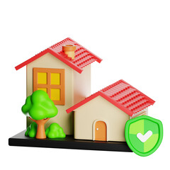 Home property protection concept with shield icon