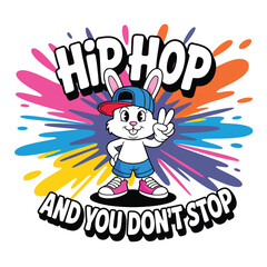Fototapeta premium Energetic Hip Hop Bunny with Colorful Paint Splatters