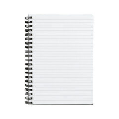 A blank notebook with spiral binding ready for notes, sketches, and ideas, featuring clean, crisp lines on transparent background