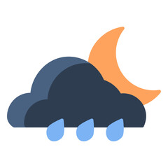 Drizzling night vector icon. Weather icon flat style. perfect use for logo, presentation, website, and more. modern icon design color style 