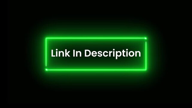 Link in description glowing neon text animation isolated on black background