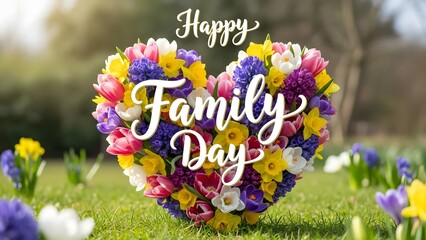Vibrant heart shaped floral arrangement for family day celebration