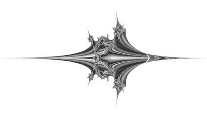 Abstract fractal art with intricate detail and metallic silver and black hues, creating a mesmerizing visual experience