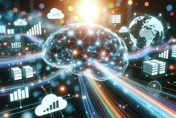Cloud Computing and AI Analytics Concept with Digital Brain technology