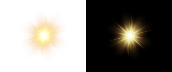 Vibrant burst of light with shimmering sparks on a transparent background. Magical effect for overlays, illustrations, advertising designs, visual effects, and advertising backdrops.