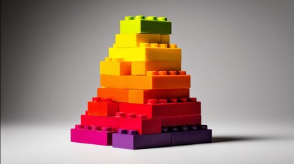 A Vibrant Stack of Building Blocks in a Colorful Gradient, Showcasing Creative Play and Childhood Fun