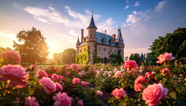 Schloss mit Rosengarten