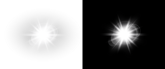 A shining star with subtle shimmer and glare. A sunburst without harsh rays, isolated on a transparent background. PNG image for design and composition.