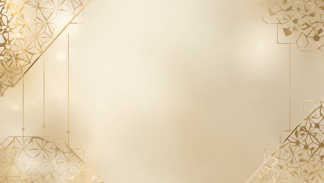 Elegant beige background featuring luxurious gold geometric ornamental borders suitable for high end invitations or certificates