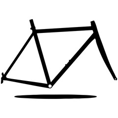 Black silhouette of a bicycle frame with a shadow on white background bike cycling