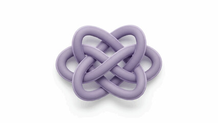 A seamless, interwoven, geometric knot pattern in a soft, pastel lavender color on a white background