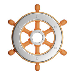 Ship wheel 3d icon navigating maritime travel and leadership