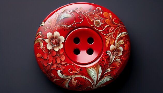 red button for clothes with floral print