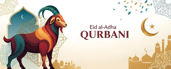 Eid al-Adha Qurbani Banner Template Design with Goat Illustration