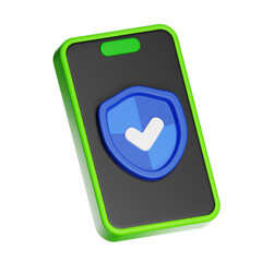Smartphone with security shield check mark icon