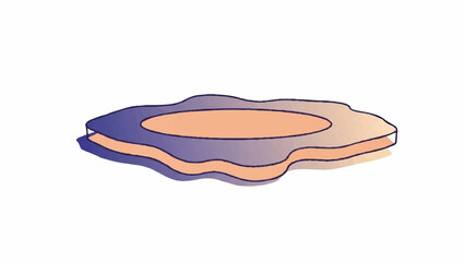Abstract amorphous blob or amoeba-like shape illustration with purple and peach colors, representing fluidity and organic forms