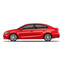 Obraz premium Red Sedan Car Illustration – Modern Passenger Vehicle Side View Vector