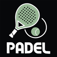 Padel Racket And Ball Icon On Black Background