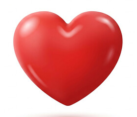 A large red heart floating in the air on a white background