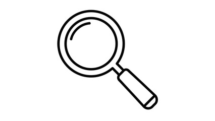 Black Outline Magnifying Glass Icon on Isolated White Background