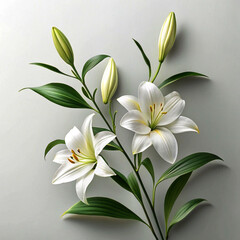Fototapeta premium A delicate bouquet of white lily of the valley flowers blooming beautifully against a dark background